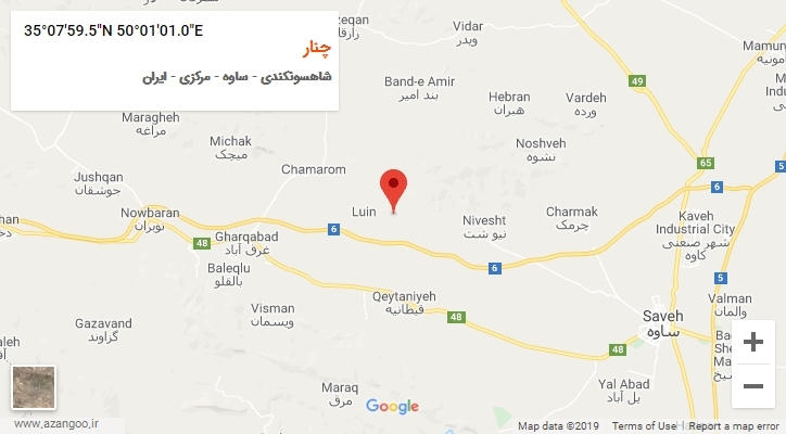 روستای چنار بر روی نقشه