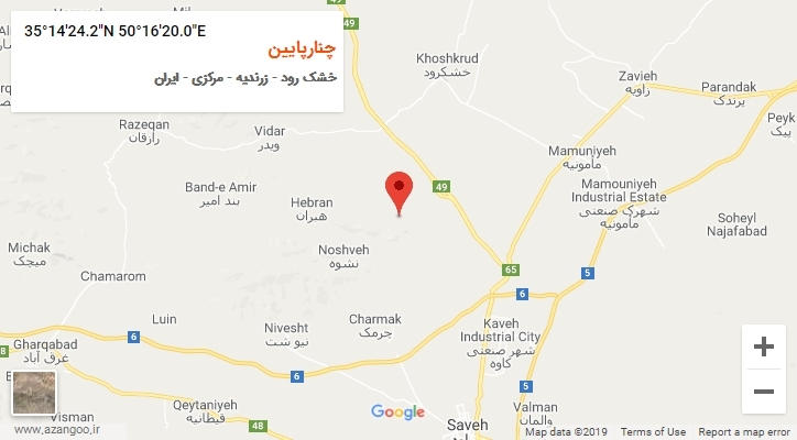 روستای چنارپایین بر روی نقشه