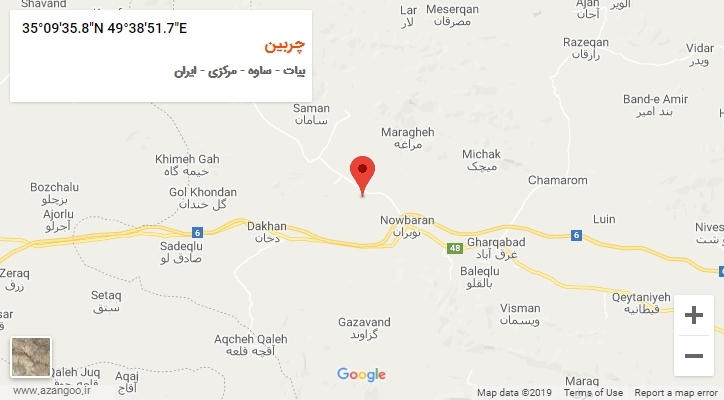 روستای چربین بر روی نقشه