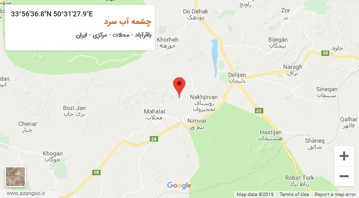 روستای چشمه آب سرد بر روی نقشه