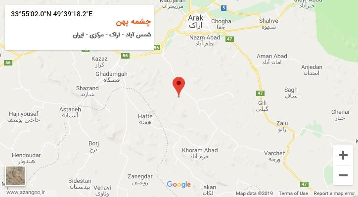 روستای چشمه پهن بر روی نقشه