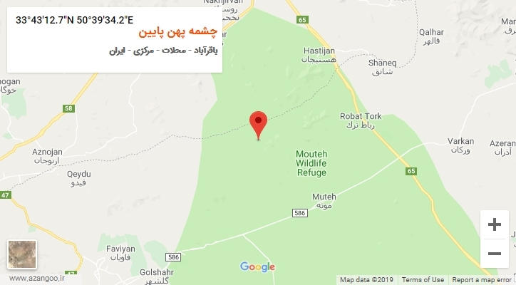 روستای چشمه پهن پایین بر روی نقشه