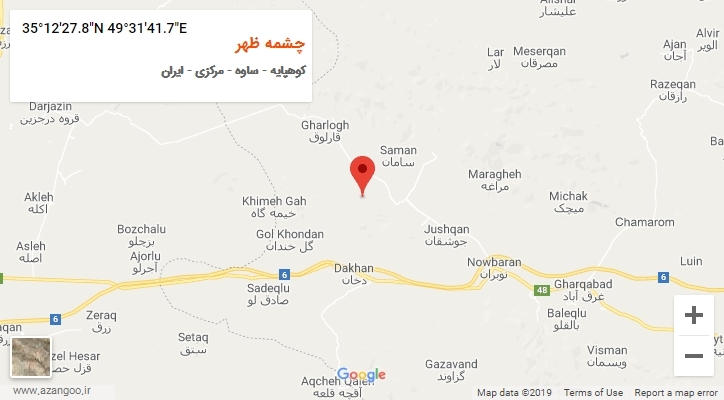 روستای چشمه ظهر بر روی نقشه
