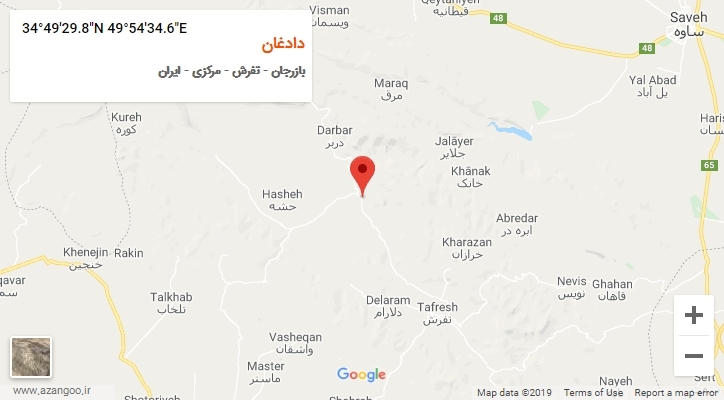 روستای دادغان بر روی نقشه