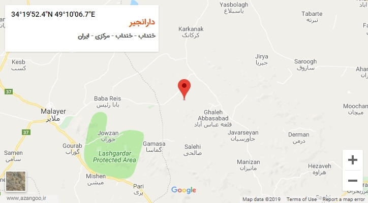 روستای دارانجیر بر روی نقشه