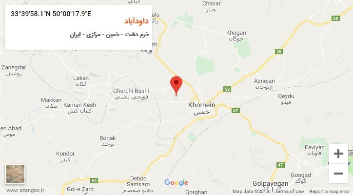 روستای داودآباد بر روی نقشه
