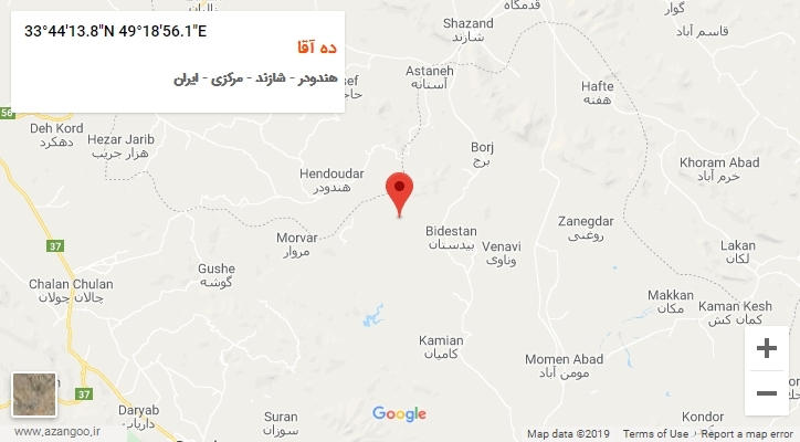 روستای ده آقا بر روی نقشه