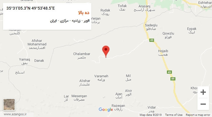 روستای ده بالا بر روی نقشه