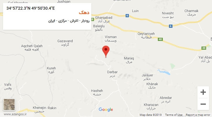 روستای دهک بر روی نقشه