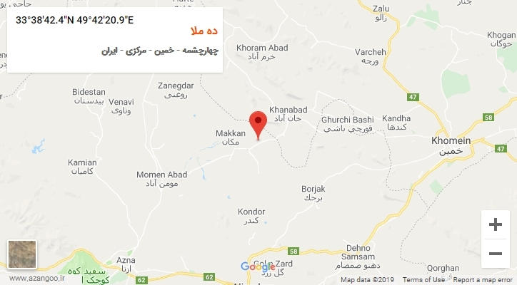 روستای ده ملا بر روی نقشه