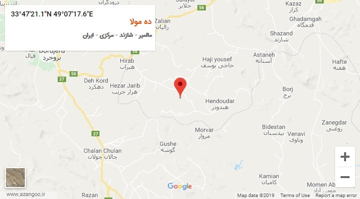 روستای ده مولا بر روی نقشه