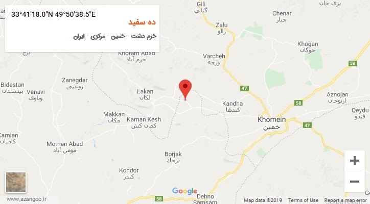 روستای ده سفید بر روی نقشه