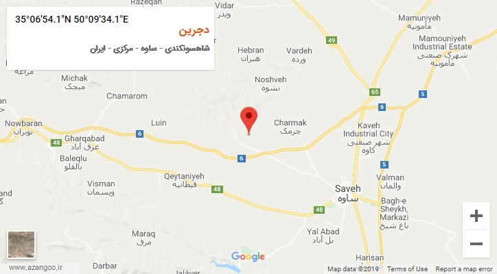 روستای دجرین بر روی نقشه
