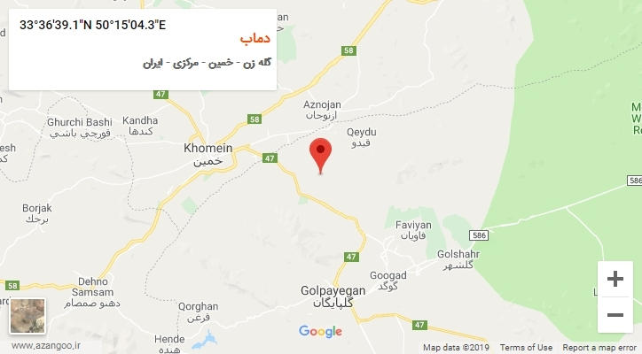 روستای دماب بر روی نقشه