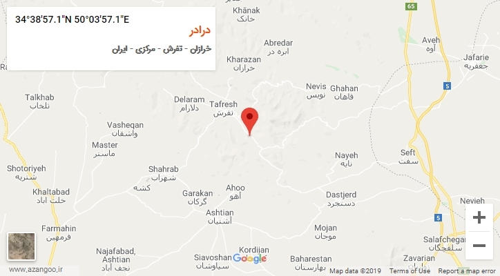 روستای درادر بر روی نقشه