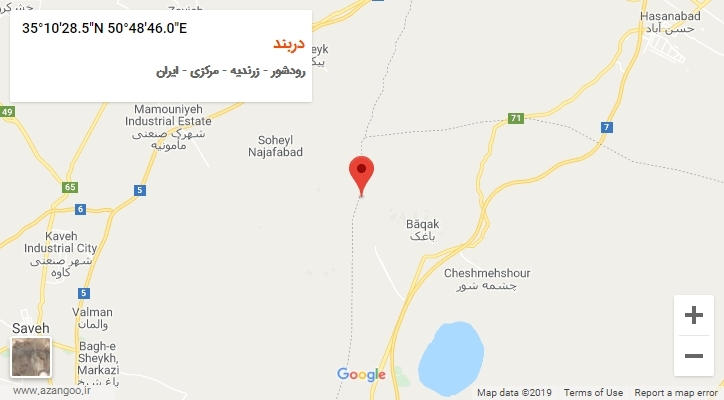 روستای دربند بر روی نقشه