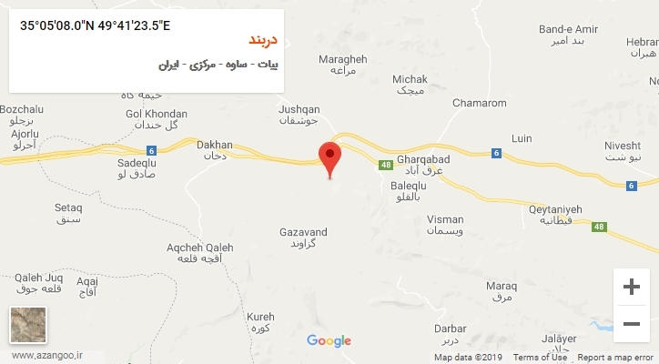 روستای دربند بر روی نقشه