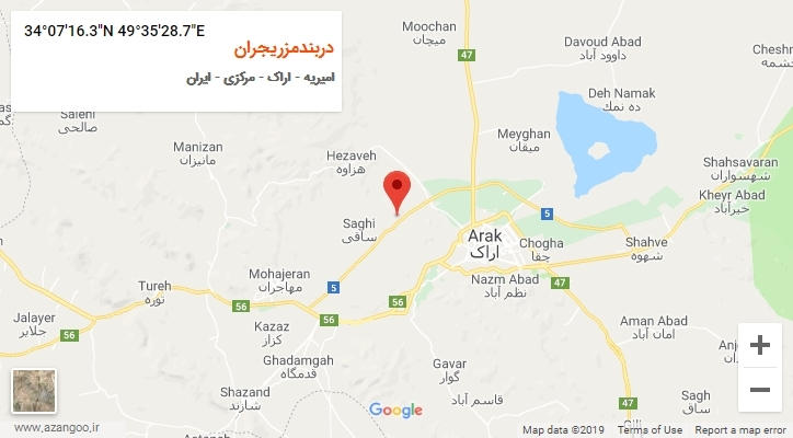 روستای دربندمزریجران بر روی نقشه