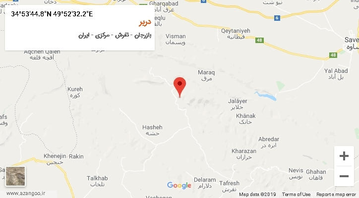 روستای دربر بر روی نقشه