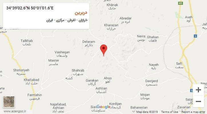 روستای دربرین بر روی نقشه