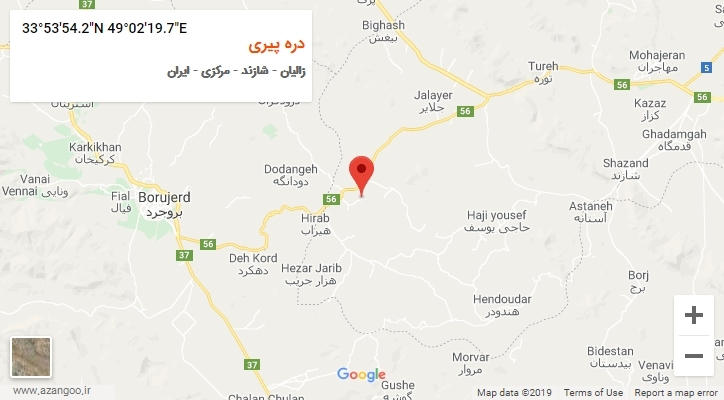 روستای دره پیری بر روی نقشه