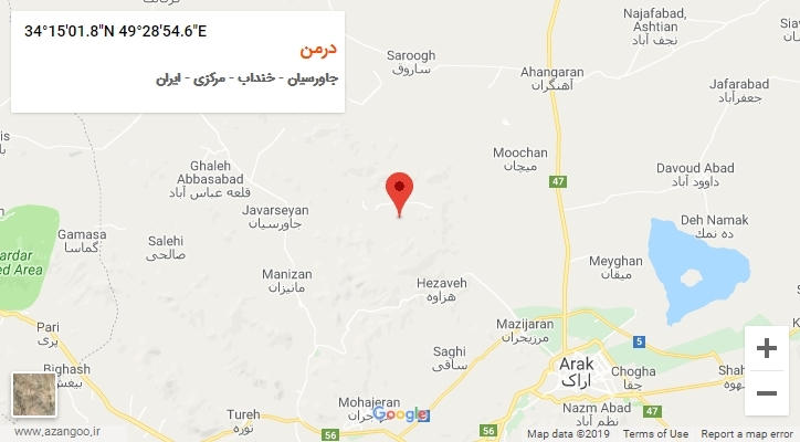 روستای درمن بر روی نقشه