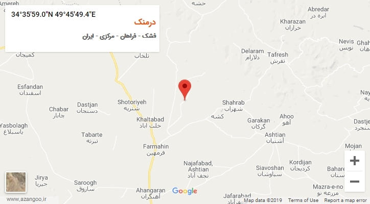 روستای درمنک بر روی نقشه