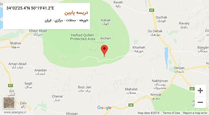 روستای دریسه پایین بر روی نقشه