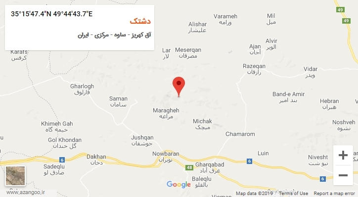 روستای دشتک بر روی نقشه