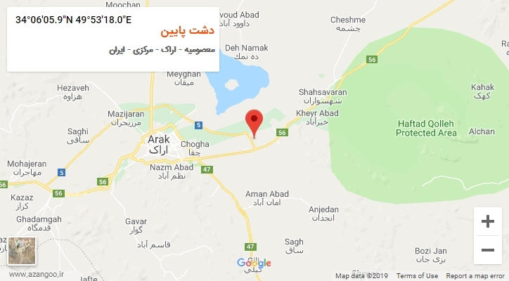 روستای دشت پایین بر روی نقشه