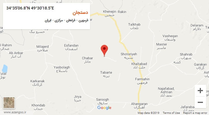 روستای دستجان بر روی نقشه