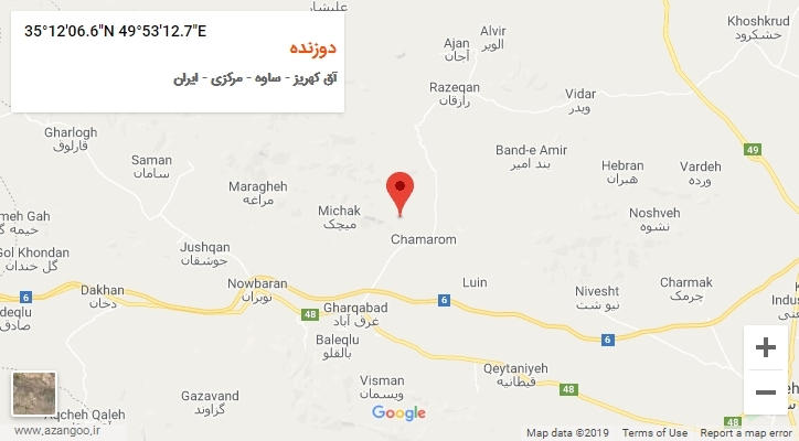 روستای دوزنده بر روی نقشه