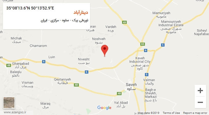 روستای دینارآباد بر روی نقشه