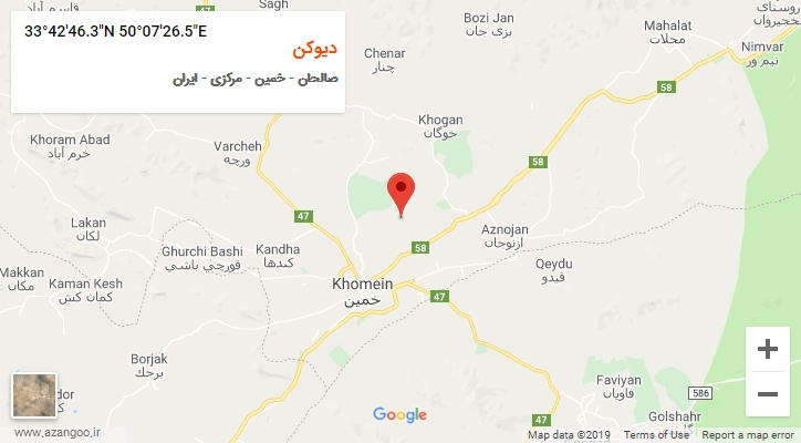 روستای دیوکن بر روی نقشه