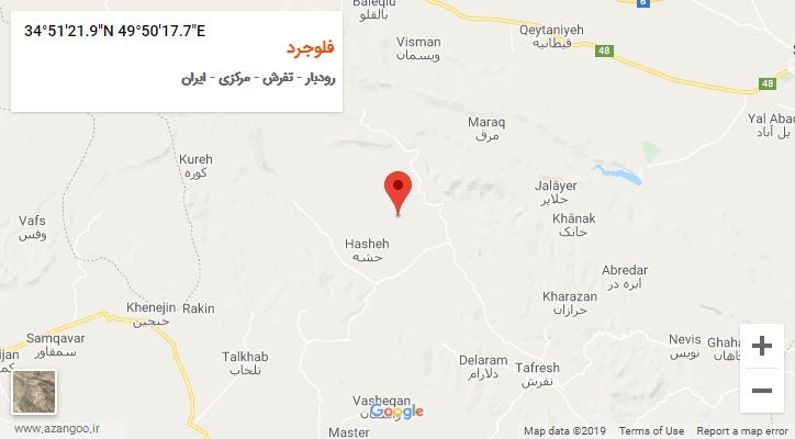 روستای فلوجرد بر روی نقشه