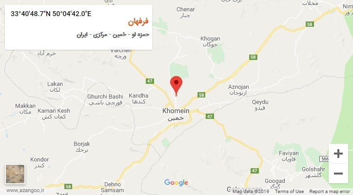 روستای فرفهان بر روی نقشه