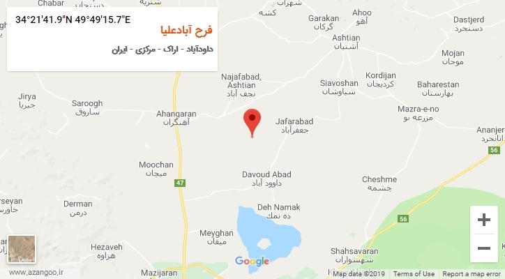 روستای فرح آبادعلیا بر روی نقشه