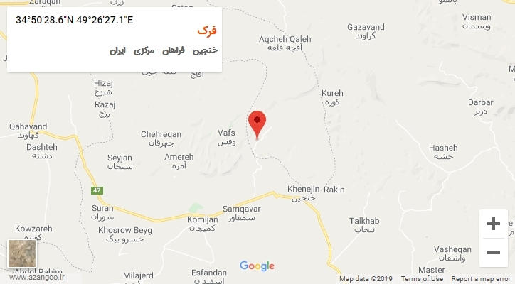 روستای فرک بر روی نقشه