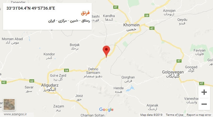 روستای فرنق بر روی نقشه