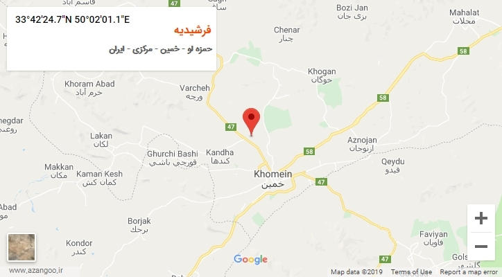 روستای فرشیدیه بر روی نقشه