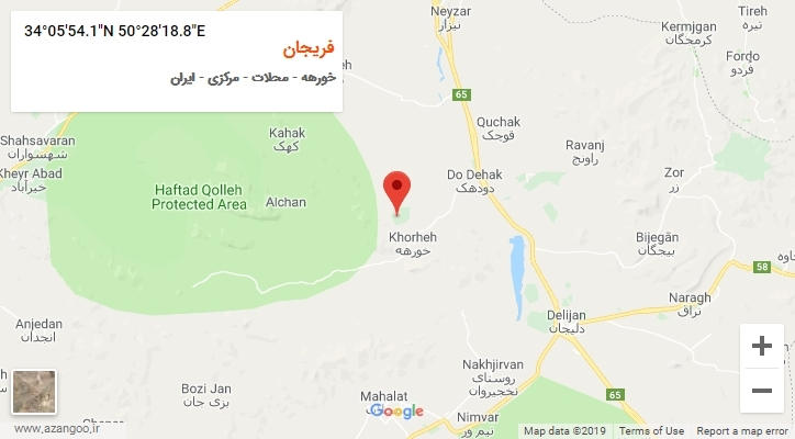 روستای فریجان بر روی نقشه