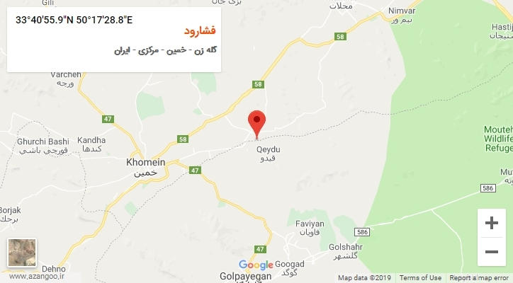 روستای فشارود بر روی نقشه
