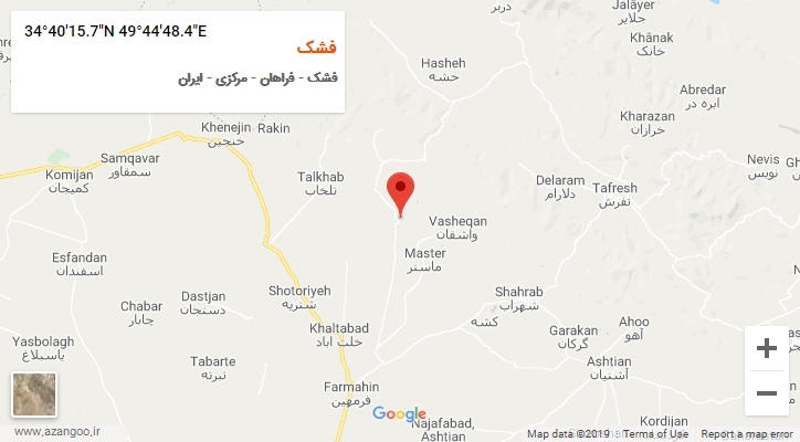 روستای فشک بر روی نقشه