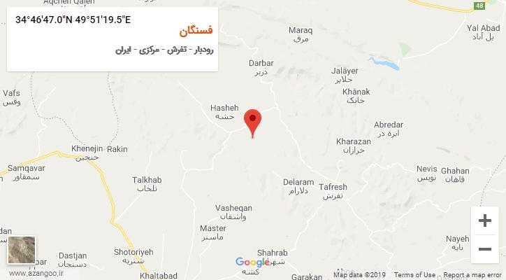 روستای فسنگان بر روی نقشه