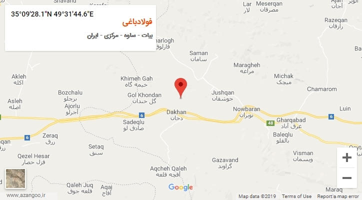 روستای فولادباغی بر روی نقشه