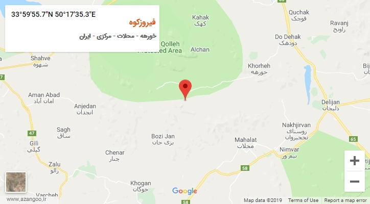 روستای فیروزکوه بر روی نقشه
