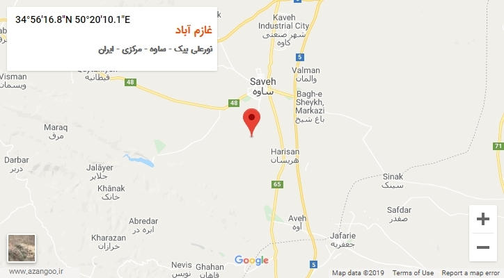روستای غازم آباد بر روی نقشه