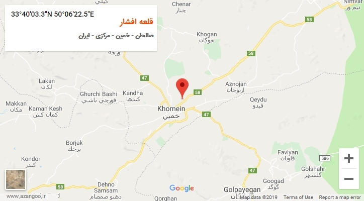 روستای قلعه افشار بر روی نقشه