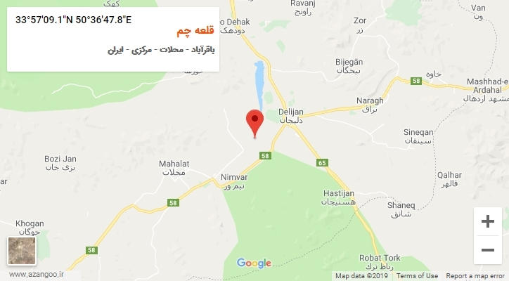 روستای قلعه چم بر روی نقشه