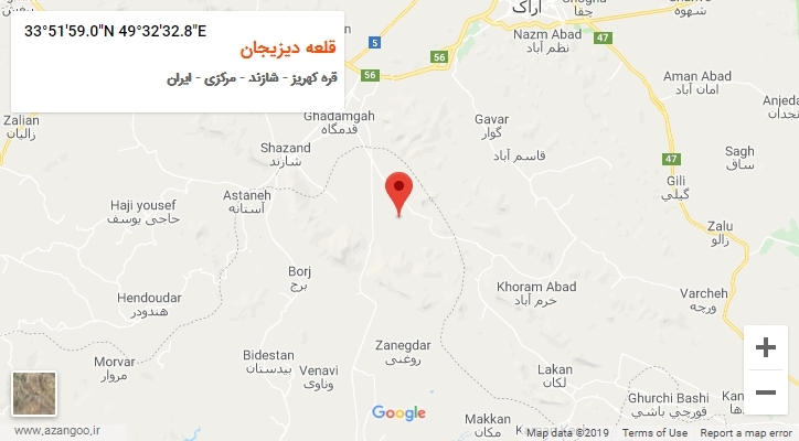 روستای قلعه دیزیجان بر روی نقشه